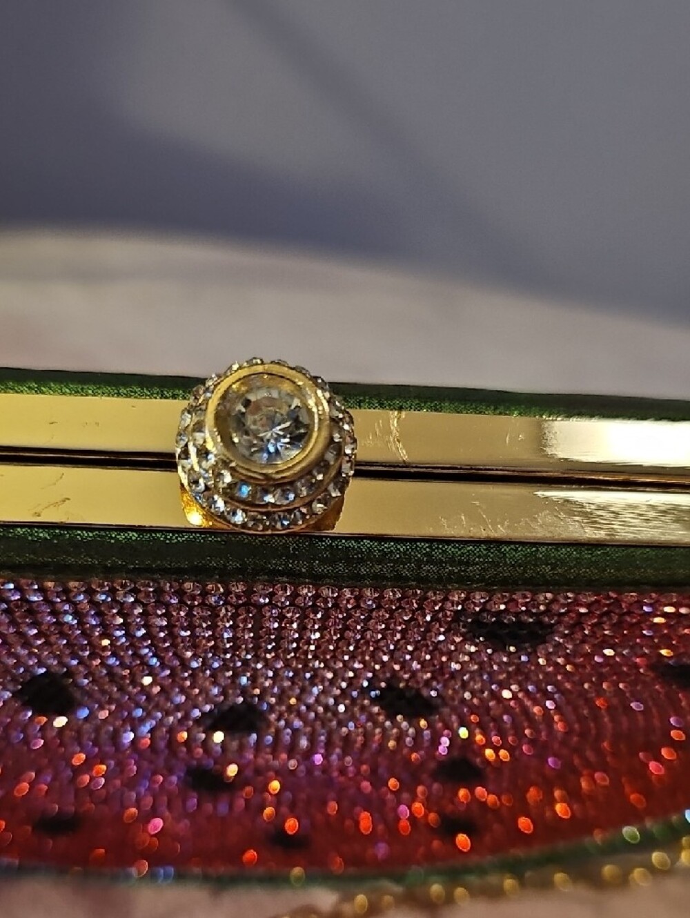 Watermelon Crystal Clutch Bag - Pink/Green - Picture 7 of 14